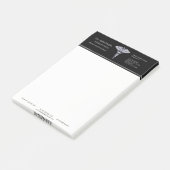 Classy Silver Caduceus Medical op Black Post-it® Notes (Schuin)