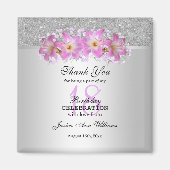 Classy Silver en Belladonna Lilies 18th Birthday Magneet (Voorkant)