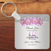 Classy Silver en Belladonna Lilies 18th Birthday Sleutelhanger (Voorkant)