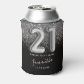Classy Silver Glitter en Black 21e verjaardag Blikjeskoeler (Blikje Achterkant)