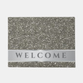 Classy Silver Glitter Kijk grijs Welkom Deurmat (Voorkant)