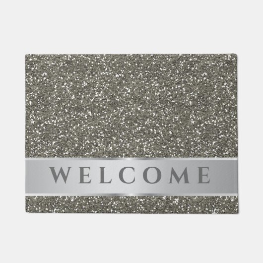 Classy Silver Glitter Kijk grijs Welkom Deurmat (Voorkant)