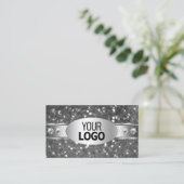 Classy Silver Glitter Sparkle Diamonds en Logo Visitekaartje (Staand voorkant)