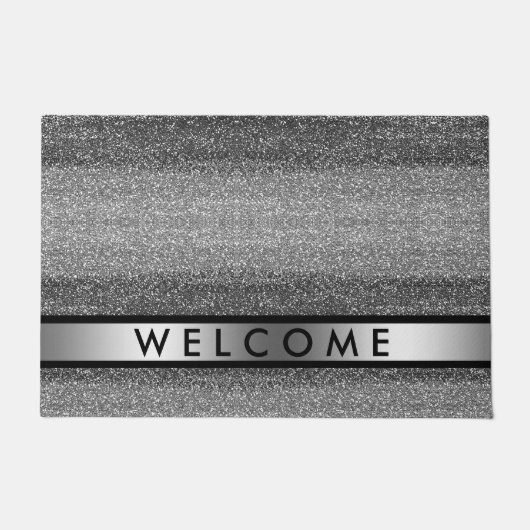 Classy Silver Glitter Welkom Deurmat (Voorkant)