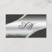 Classy Silver Grey Curved Lines Monogram QR-code Visitekaartje (Voorkant)