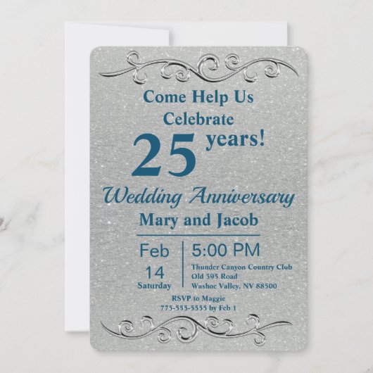 Classy Silver-Jubileum Kaart (Voorkant)