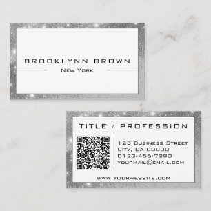 Classy Silver Luminous Glitter Lijst met QR-code Visitekaartje