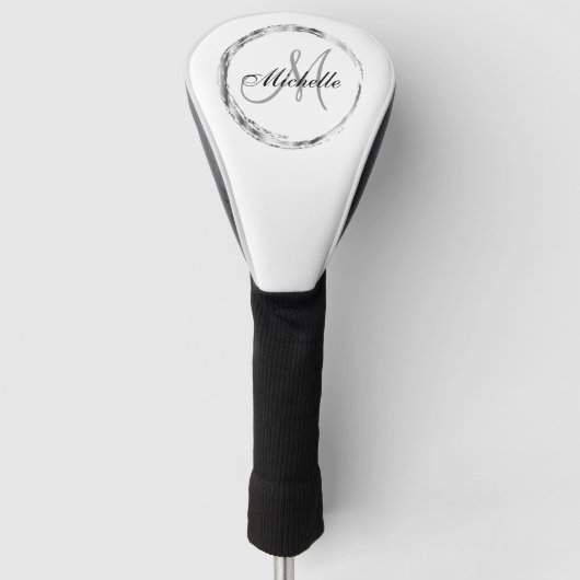Classy Silver Monogram en naam Golfheadcover (Voorkant)