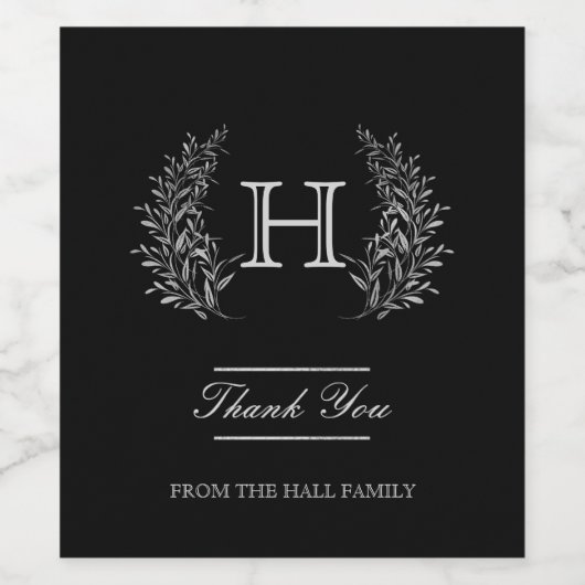 Classy Silver, Monogram Wijn Etiket (Enkel label)