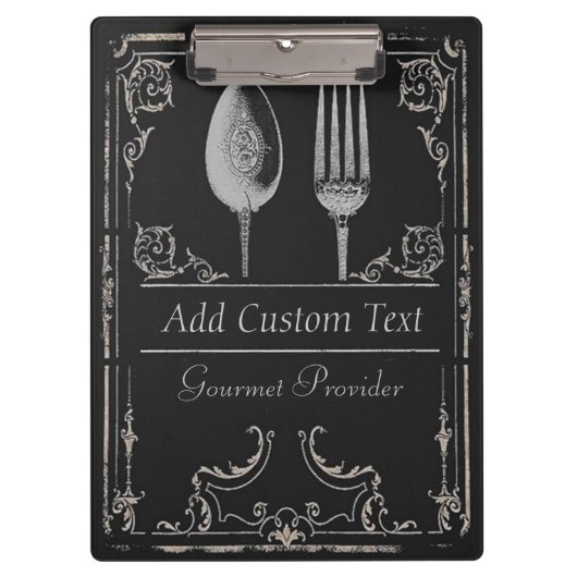  Classy  Silver Spoon Fork op Black Klembord (Voorkant)