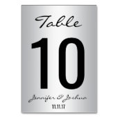 Classy Silver Trouwtafel Nummers Kaarten Sjabloon (Achterkant)