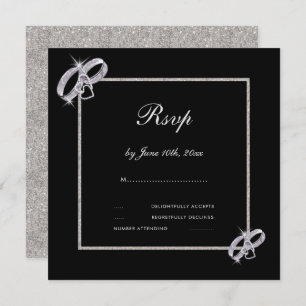 Classy Silver Wedding Rings Wedding Rsvp Kaart