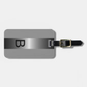 Classy Simple Black Silver Steel Grey Metallic Bagagelabel (Voorkant horizontaal)