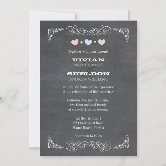 Classy Simple Chalkboard Wedding Kaart (Voorkant)