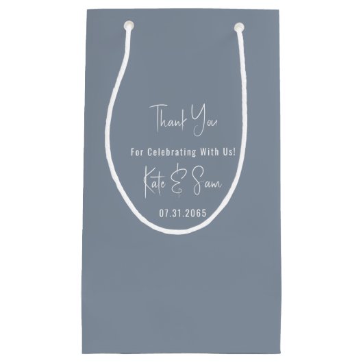 Classy Simple Dusty Blue Wedding Klein Cadeauzakje (Voorkant)