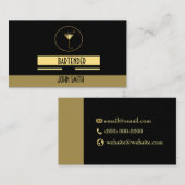 Classy Simple Gold Logo Bartender Visitekaartje (Voorkant / Achterkant)