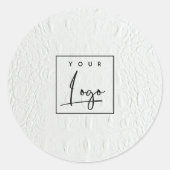 Classy Simple Ivory White Leather Texture Logo Ronde Sticker (Voorkant)