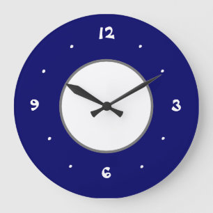 Classy Simplistic Blue en White Kitchen Clock Grote Klok