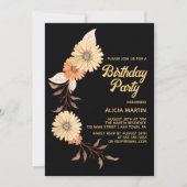 Classy Sinaasappel Bloem Botanisch Goud Zwart Verj Kaart (Voorkant)