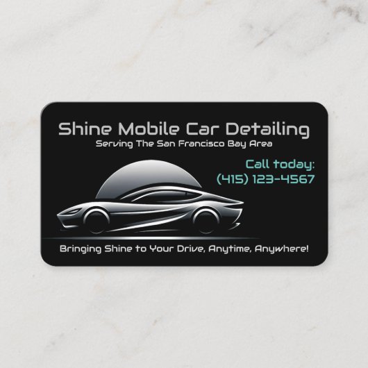 Classy Slanke Mobiele Auto Detailing QR Code URL Visitekaartje (Voorkant)