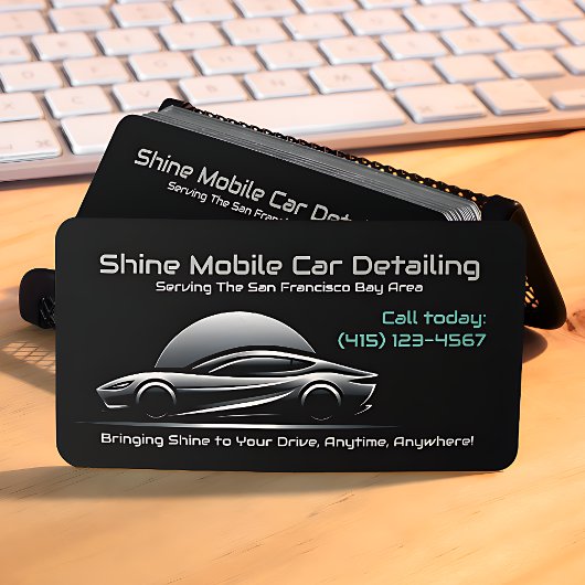 Classy Slanke Mobiele Auto Detailing QR Code URL Visitekaartje