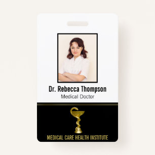 Classy Snake Medical Bowl Hygieia Gold Foto ID Badge