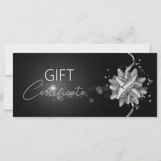 Classy Solid Silver Bow Elegant Black Gift Card (Voorkant)