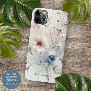 Classy Sophisticated Delicate Waterverf Flowers iPhone 11 Pro Max Hoesje