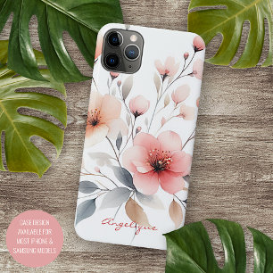 Classy Sophisticated Delicate Waterverf Flowers iPhone 11 Pro Max Hoesje