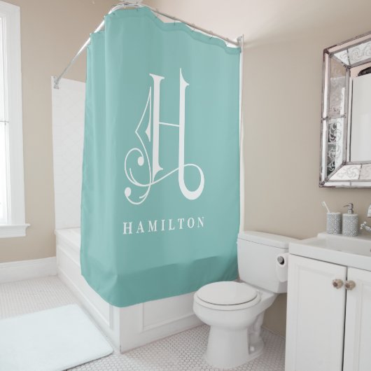 Classy Sophisticated Elegant Monogram H Aangepast Douchegordijn (In situ)