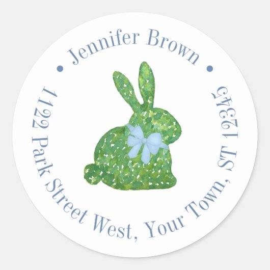 Classy Spring Bunny Baby Boy Shower Retouradres Ronde Sticker (Voorkant)