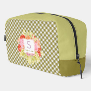 Classy Spring Fern Green Gingham Check patroon Toilettasje