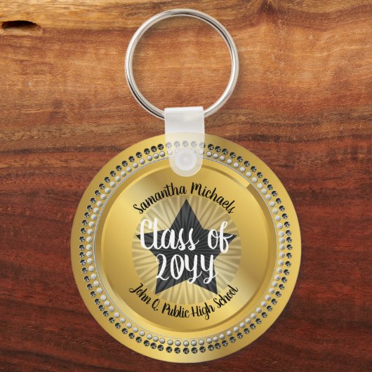 Classy Star Gold Class of 2023 Afstuderen Sleutelhanger (Voorkant)