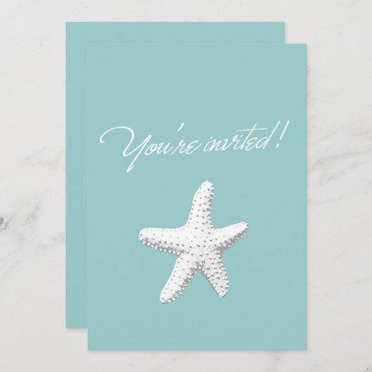 Classy Starfish Baby shower Invitation Kaart (Voorkant / Achterkant)