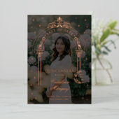 Classy Starry Moon Photo Quinceañera Bewaar de dat Folie Uitnodiging (Staand Voorkant)