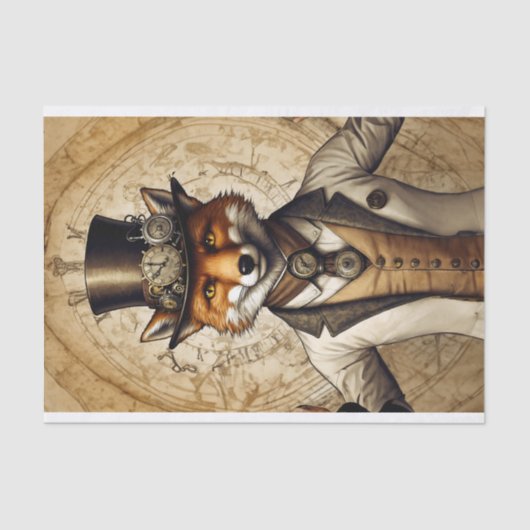 Classy Steampunk Fox Art Tissuepapier (Voorkant)