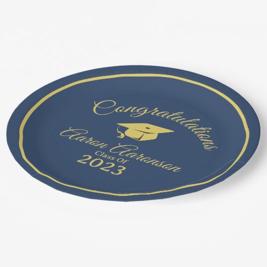 Classy stijlvol goud op Navy Afstuderen personalis Papieren Bordje (Gekanteld)