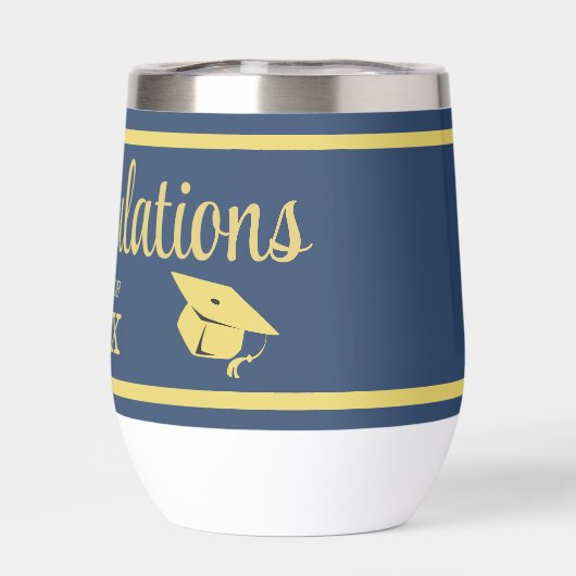 Classy stijlvol goud op Navy Graduation Caps (Achterkant)