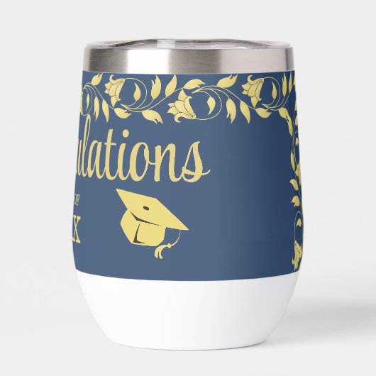 Classy stijlvol goud op Navy Graduation Caps Ivy (Achterkant)