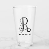 Classy Stijlvolle Monogram Initiaal R & Achternaam Glas (Voorkant)