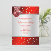 Classy Stijlvolle rode Baubles & Parels Kerstmis Kaart (Staand voorkant)