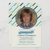 Classy Stripe Photo Invitation Kaart (Voorkant / Achterkant)