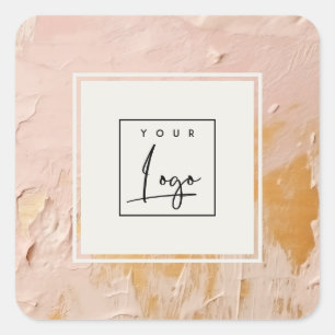 Classy Struik Pink Gold Oil Paint Texture Logo Vierkante Sticker