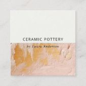 Classy Struik Pink Gold Oil Paint Texture QR-code Vierkante Visitekaartje (Voorkant)