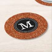 Classy Stylish Brown Glitter Custom Monogram Ronde Kartonnen Onderzetter (Gebogen)