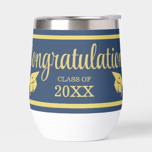 Classy Stylish Gold on Navy Graduation Caps (Gauche)