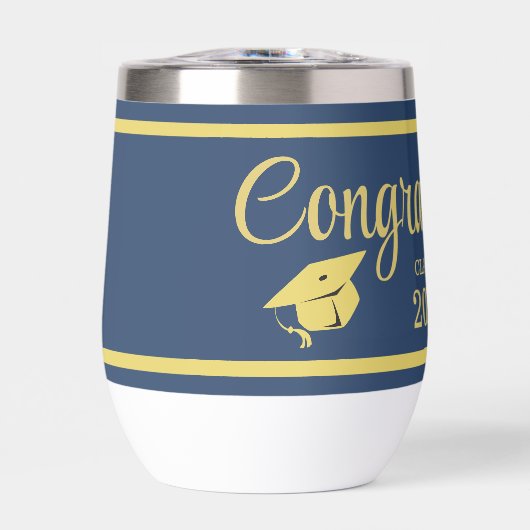 Classy Stylish Gold on Navy Graduation Caps (Avant)