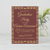 Classy Stylish Gold op Maroon Afstuderen (Staand voorkant)
