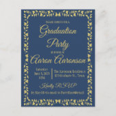 Classy Stylish Gold op Navy Afstuderen Invitation Briefkaart (Voorkant)