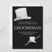 Classy Stylish Silver Top Hat Groomsman Kaart (Voorkant)